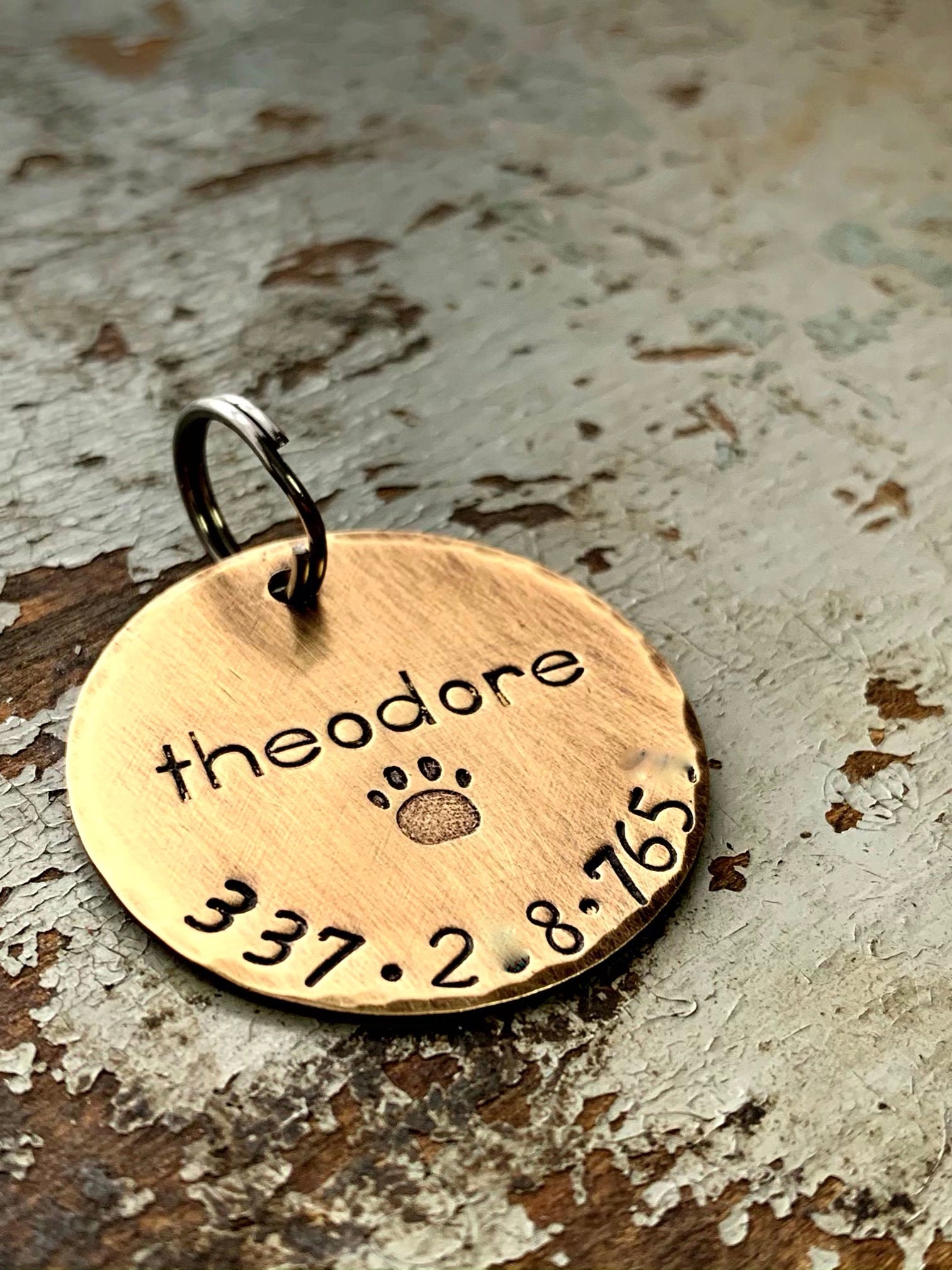 Gold Dog Tag for Collar Brass Name Tag for Pet Personalized Etsy