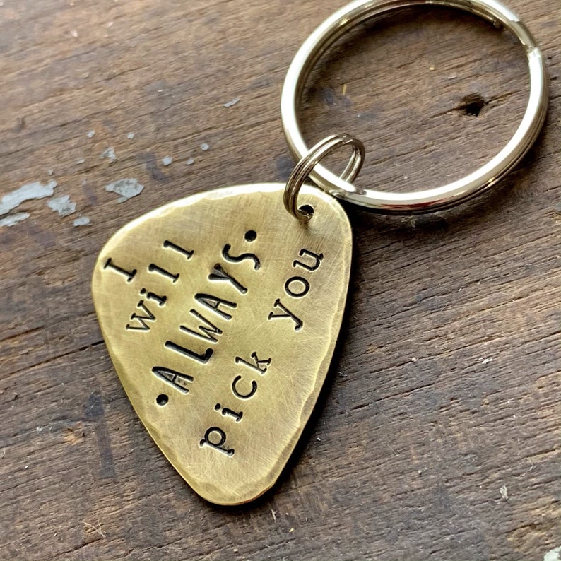 Gifts for Him Personalized Guitar Pick Keychain Boyfriend