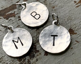 Silver Initial Charm, Custom Letter Charms, Letter Pendant for Bracelet Necklace