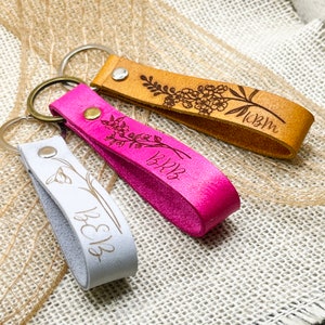 Birthday Gifts for Teens, Birth Flower Keychain, 16th Birthday Gift, Initial Key Fob, Key Chains for Women, Sweet Sixteen Birthday Gift