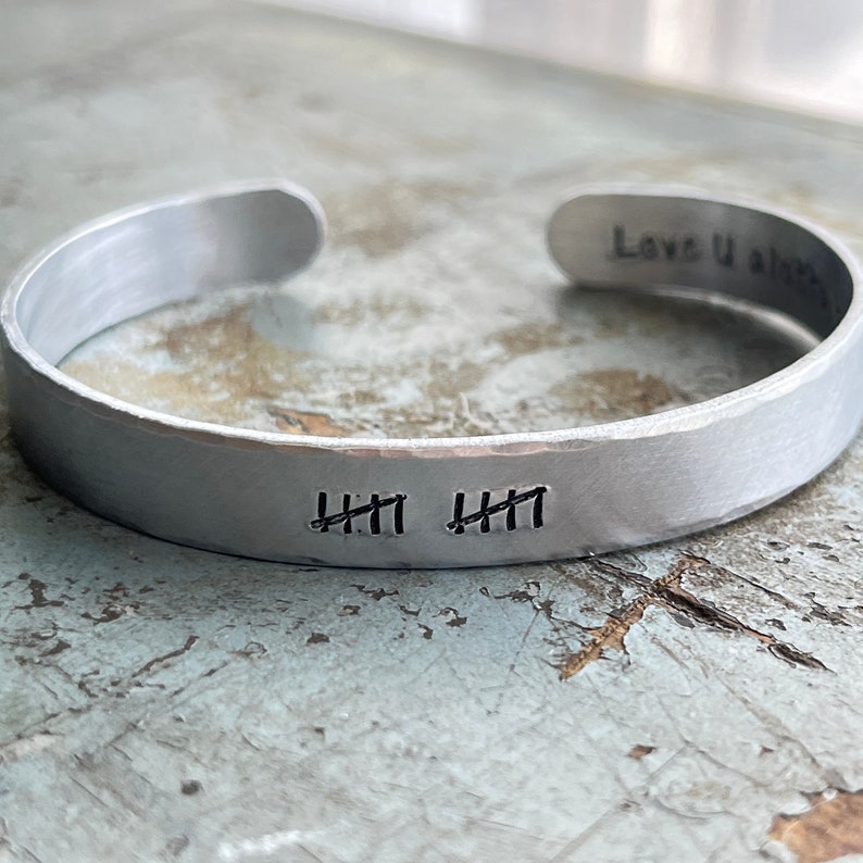 Tenth Anniversary Gift for Him, 10 Year Anniversary Bracelet, Goals Year, Anniversary Gift for Husband, Lightweight Aluminum Bracelet image 1