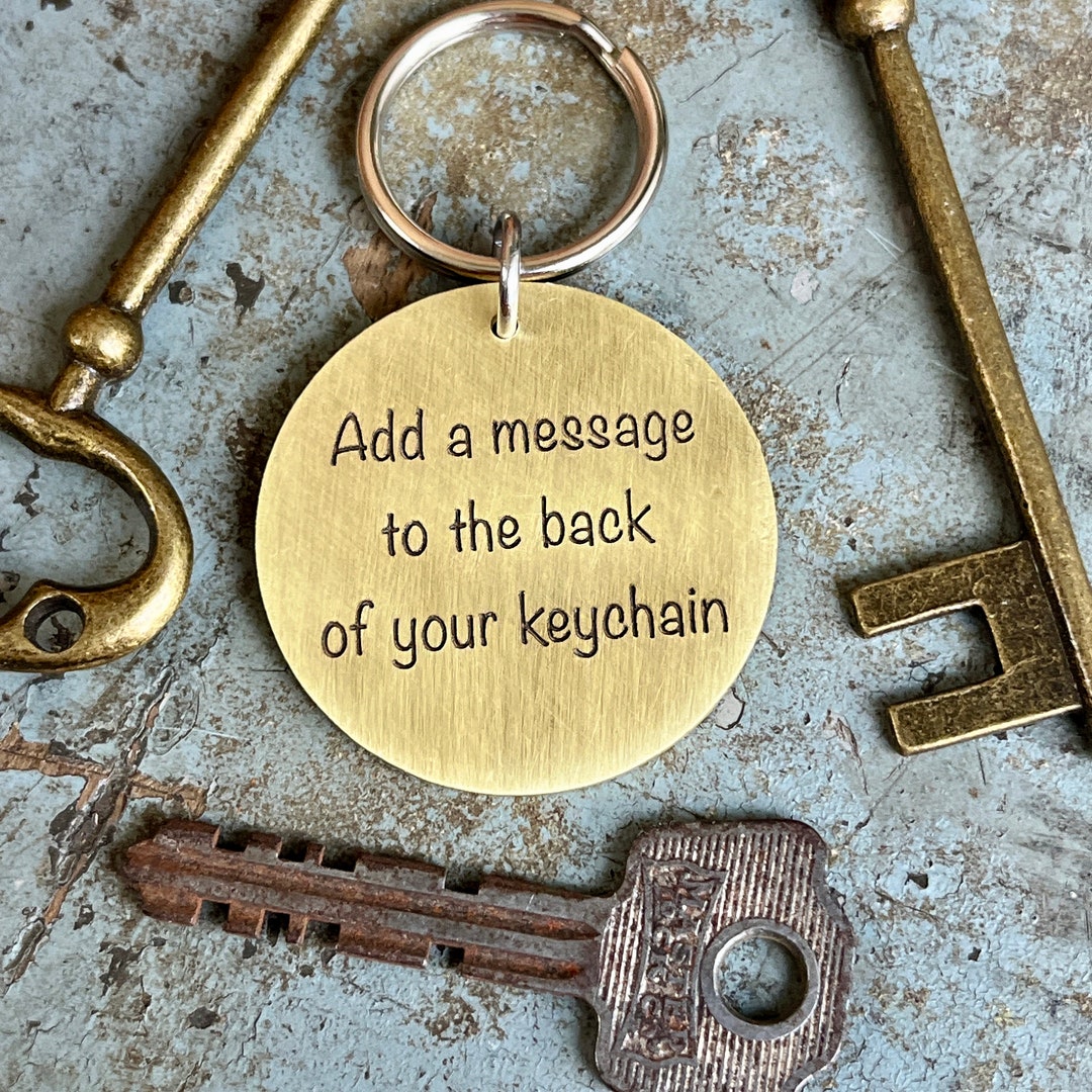 Personalized Stamped Keychain Add-on, Custom Message (purchase With ...