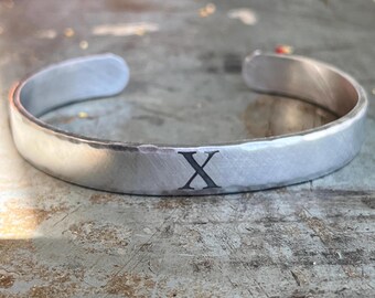 10 Year Anniversary Bracelet for Men: Engraved Aluminum Roman Numeral X