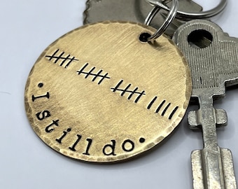 Bronze Anniversary, Tally Marks Keychain, 19th Anniversary Gift, Nineteenth Anniversary Gift for Him, Wedding Anniversary Personalized Gift