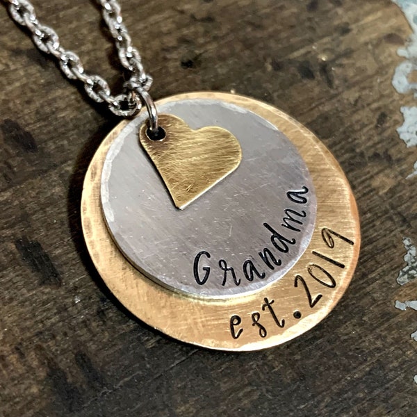 Personalized Grandma Necklace • Grandkid Name Jewelry • Gift for Nana