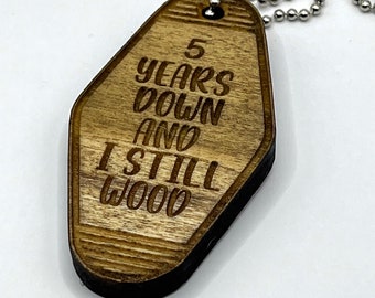 5 Year Wood Anniversary Gifts for Him,  Fifth Anniversary Keychain for Husband and Wife