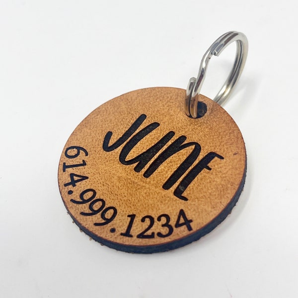 Silent Leather No Noise Dog Tag for Your Pup, Unique Pet Name Tags