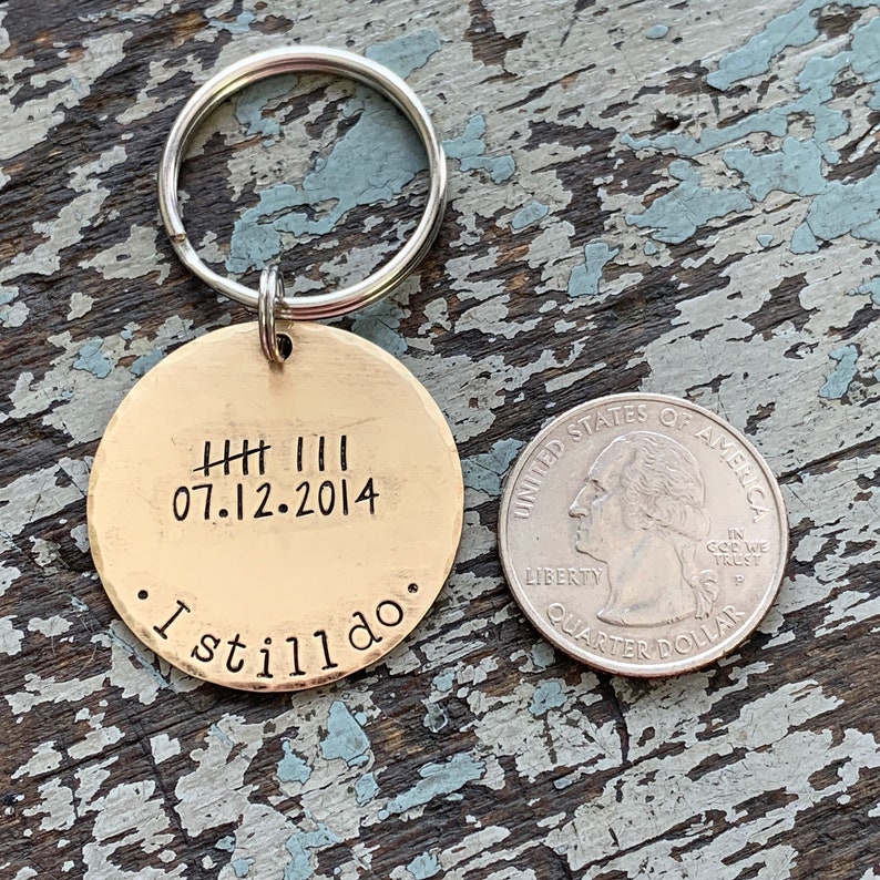 Tally Marks Keychain, Anniversary Gifts for Him, Bronze Anniversary, Anniversary Metal Date, Eighth Anniversary image 3