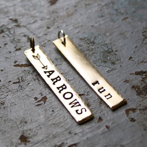 Hand Stamped Brass Bar Charm: Personalized Name, Teen Gift