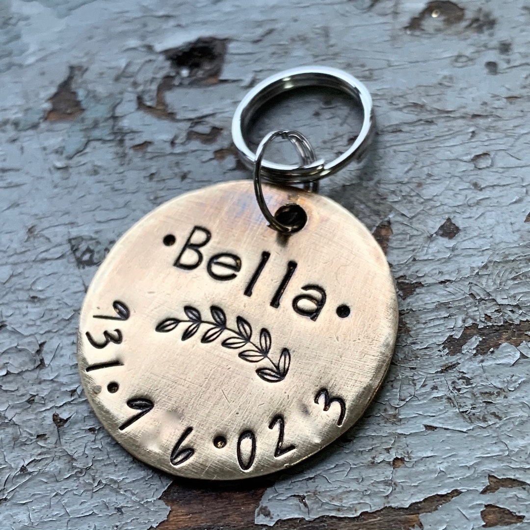 Brass Dog ID Tag for Collar, Custom Engraved Pet Tag Etsy
