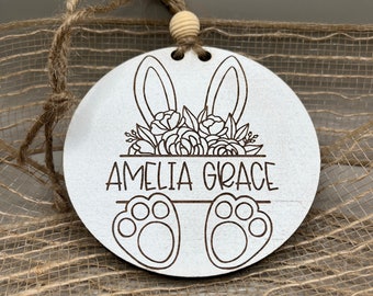 Last Minute Easter, Tag for Basket, Cute Easter Morning Basket Tag, Laser Engraved Easter Tags, First Easter Ornament, Baby Bunny Name Sign