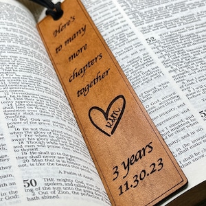 Custom Leather Bookmark Anniversary Gift for Him, Leather Third Anniversary Gift, Gifts for 3 Years, Genuine Leather Bookmarks