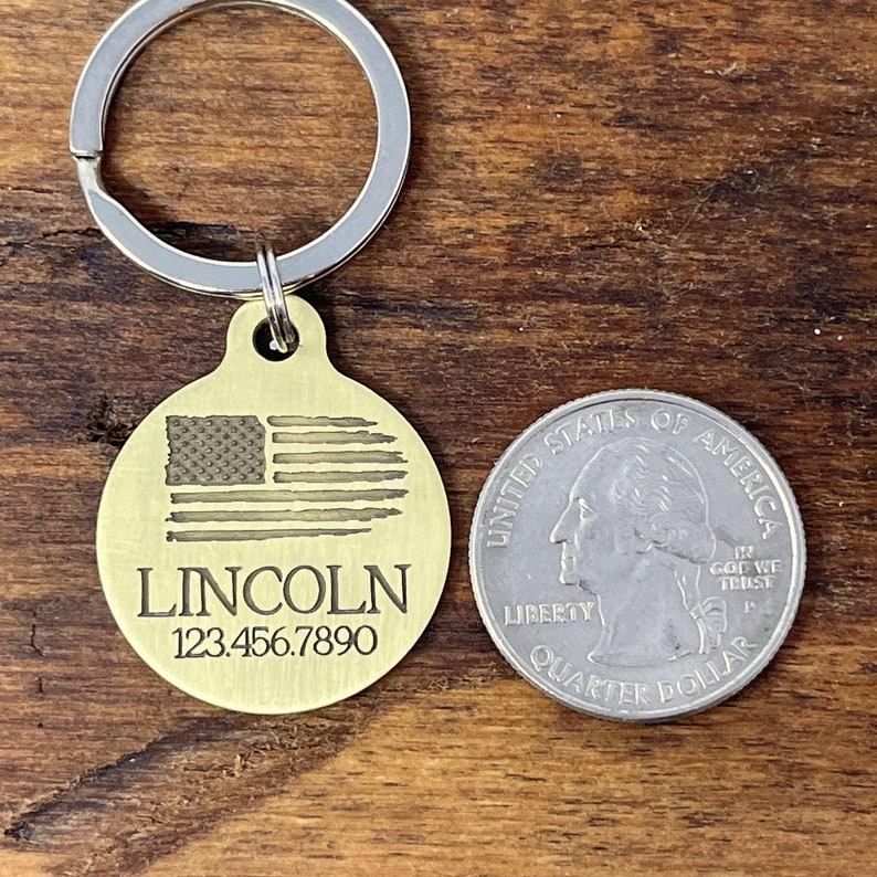 Military Pet ID Tags, Medium Custom Dog Tag With Flag Design, USA