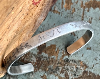 Personalized Engraved Aluminum Cuff | 10 Year Anniversary Gift for Her
