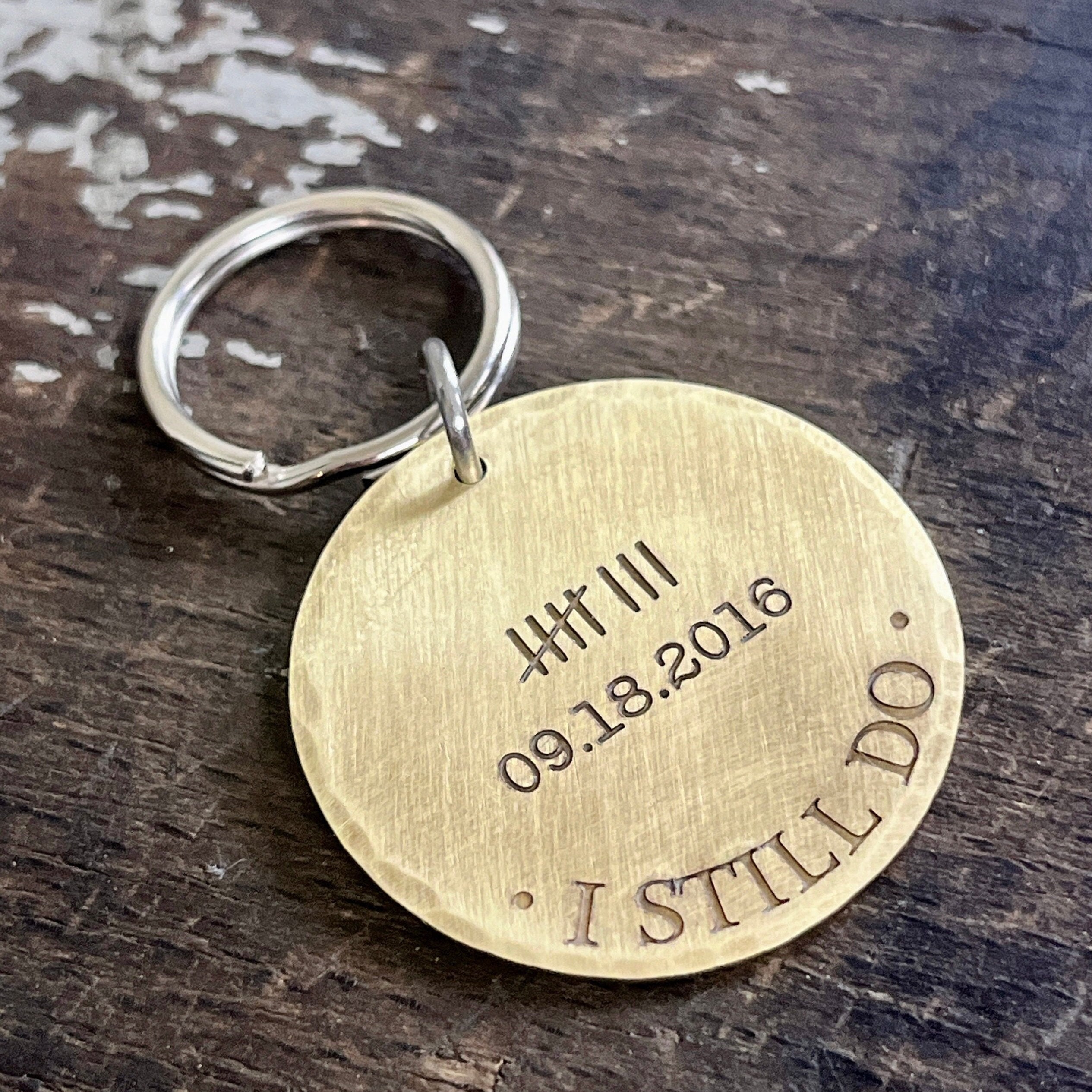 Tally Marks Keychain, Anniversary Gifts for Him, Bronze Anniversary, Anniversary Metal Date, Eighth Anniversary
