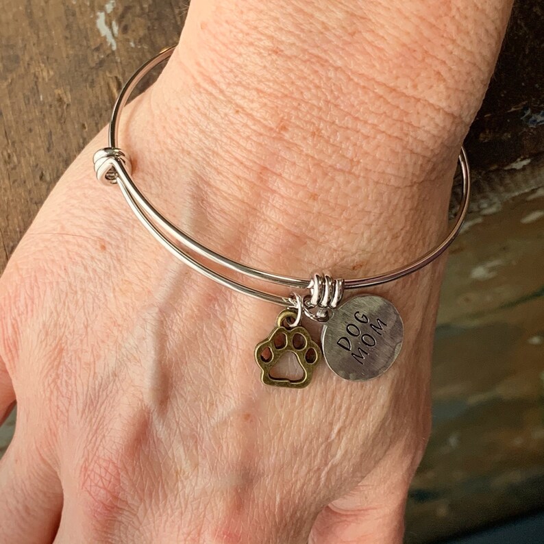Dog Mom Bracelet Pet Jewelry Silver Charm Bracelet Engraved Etsy