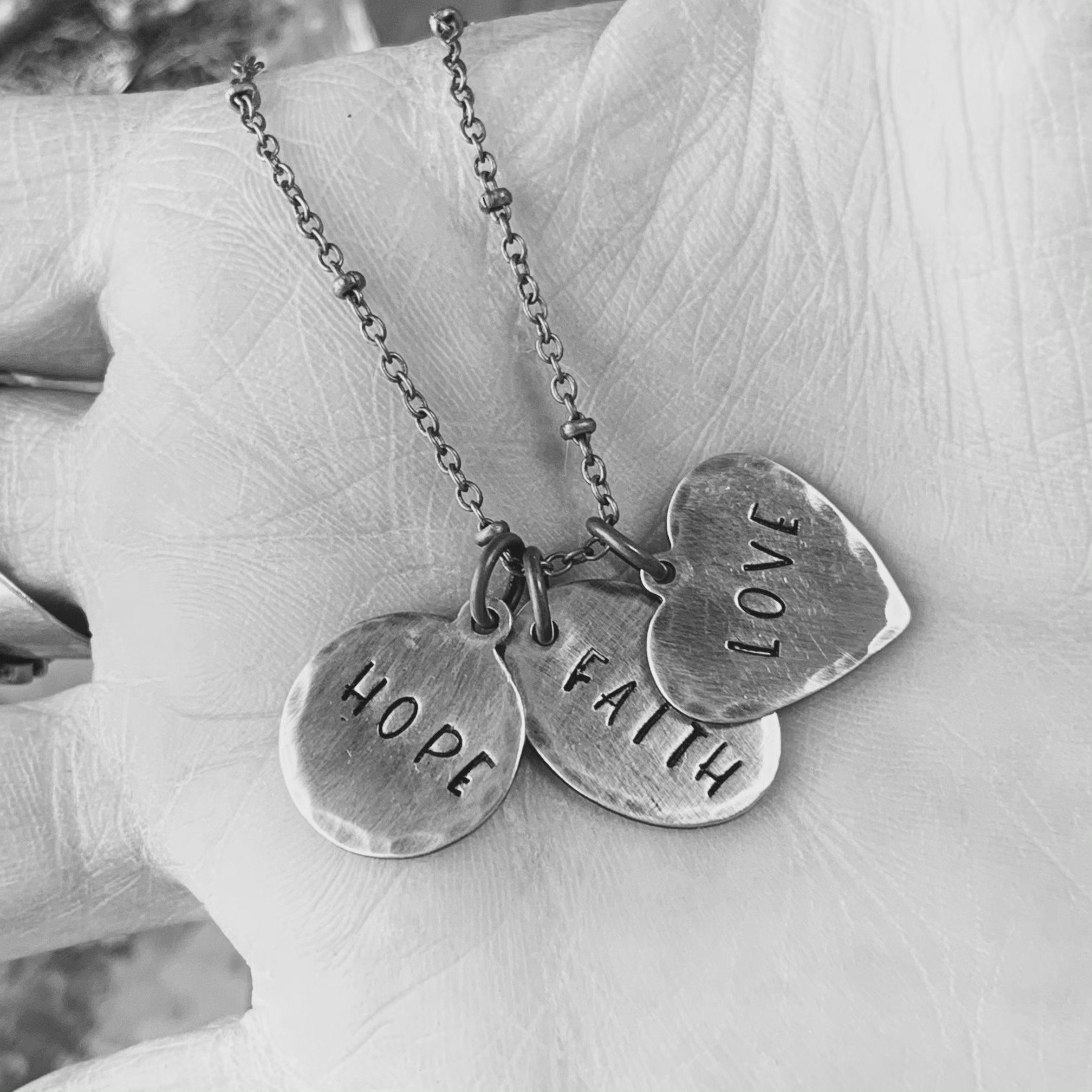 Faith Hope Love Charm Necklace Religious Jewelry Custom Etsy