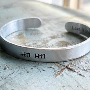 Tenth Anniversary Gift for Him, 10 Year Anniversary Bracelet, Goals Year, Anniversary Gift for Husband, Lightweight Aluminum Bracelet image 2