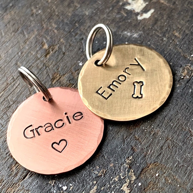 Dog Name Tags Pet Name Tag Rose Gold Dog Tag Double Sided Etsy
