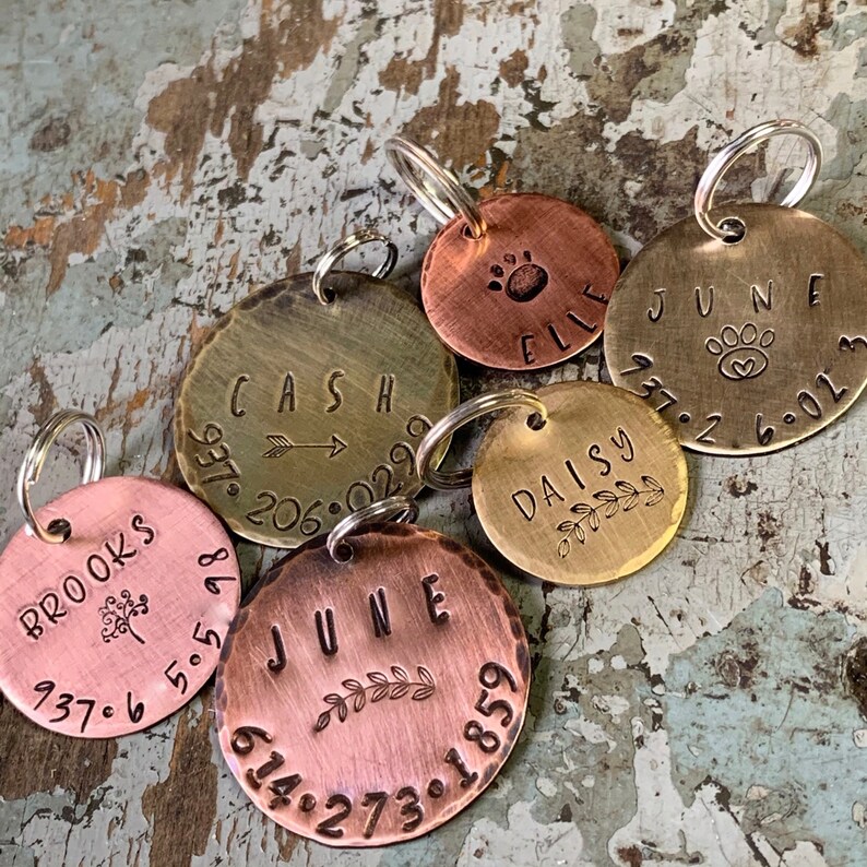 Pet ID Tag Personalized Dog Tag Gold Name Tag for Pet With Etsy