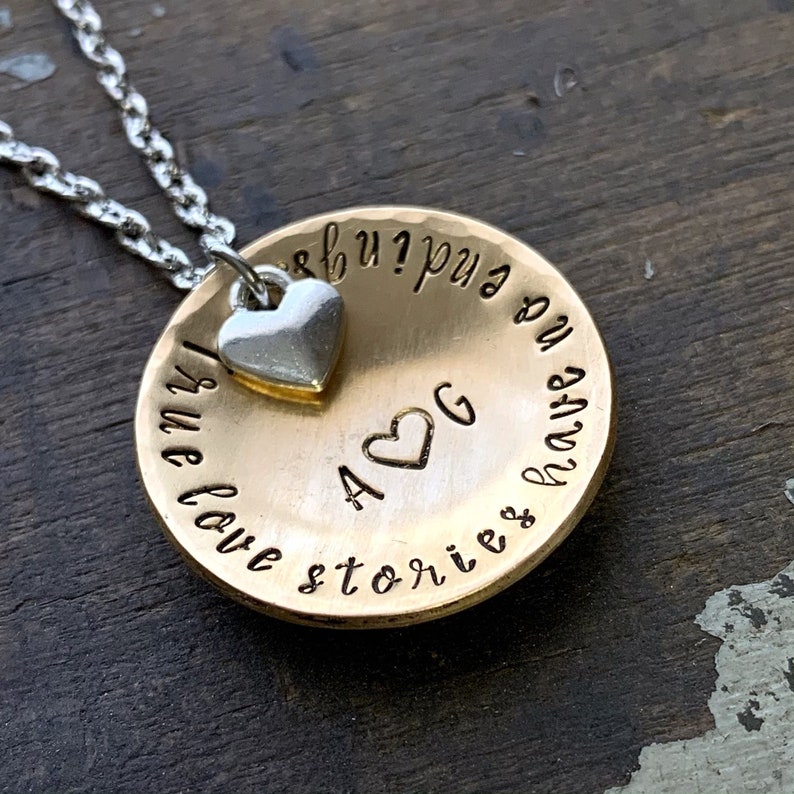 21st Anniversary Gift for Her Brass Personalized Necklace - Etsy