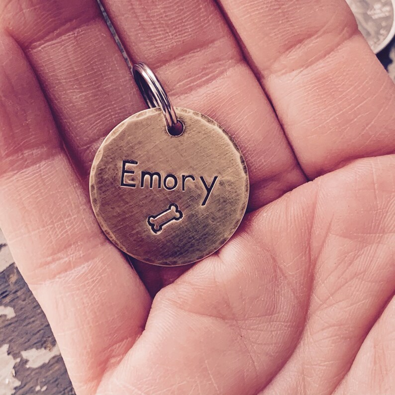 Dog Name Tags Pet Name Tag Rose Gold Dog Tag Double Sided Etsy