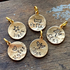 Custom Hand Stamped Disc ONLY/ Hand Stamp Gold Filled Charms Personalized  to your Specifications