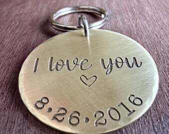 Personalized Men’s Keychain Gift | I Love You with Date | Meaningful Keepsake