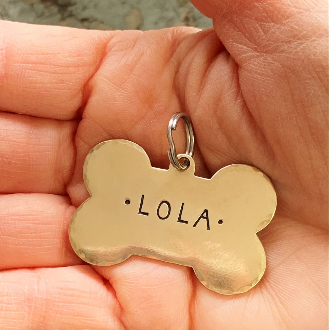 Bone Shaped Dog Tag Large Brass Dog Tag Personalized Custom Etsy