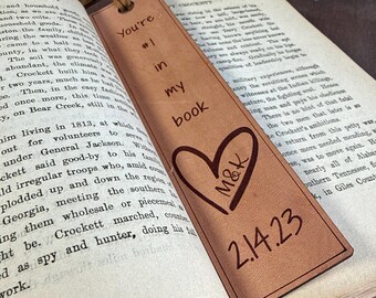 Leather Bookmark, Custom Bookmark Anniversary Gift for Him