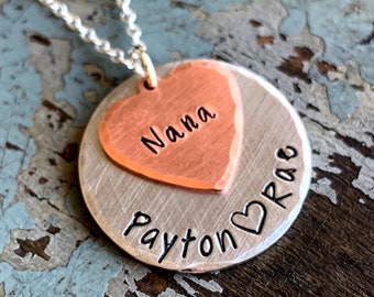 Nana Necklace, Personalized Mom of Two Jewelry, Gift Ideas for Grandma