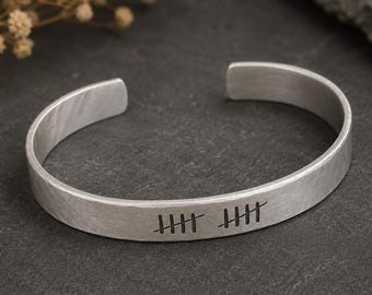 Tenth Anniversary Aluminum Bracelet, Engraved Tally Marks Gift