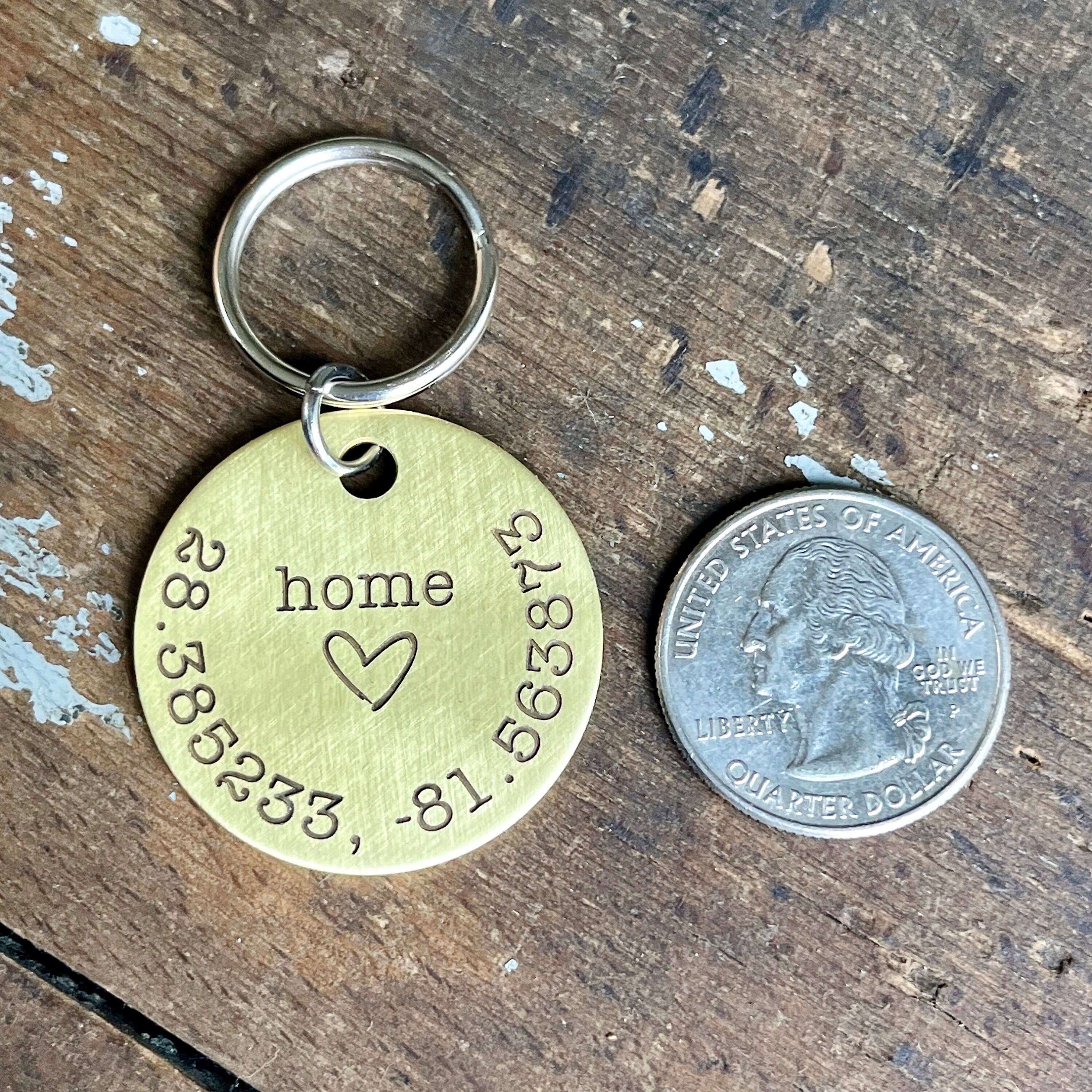 Brass Coordinate Keychain: Sentimental Long Distance Gift - Etsy