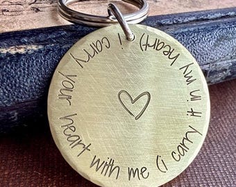 Long Distance Love Keychain | I Carry Your Heart With Me | Personalized Relationship Gift