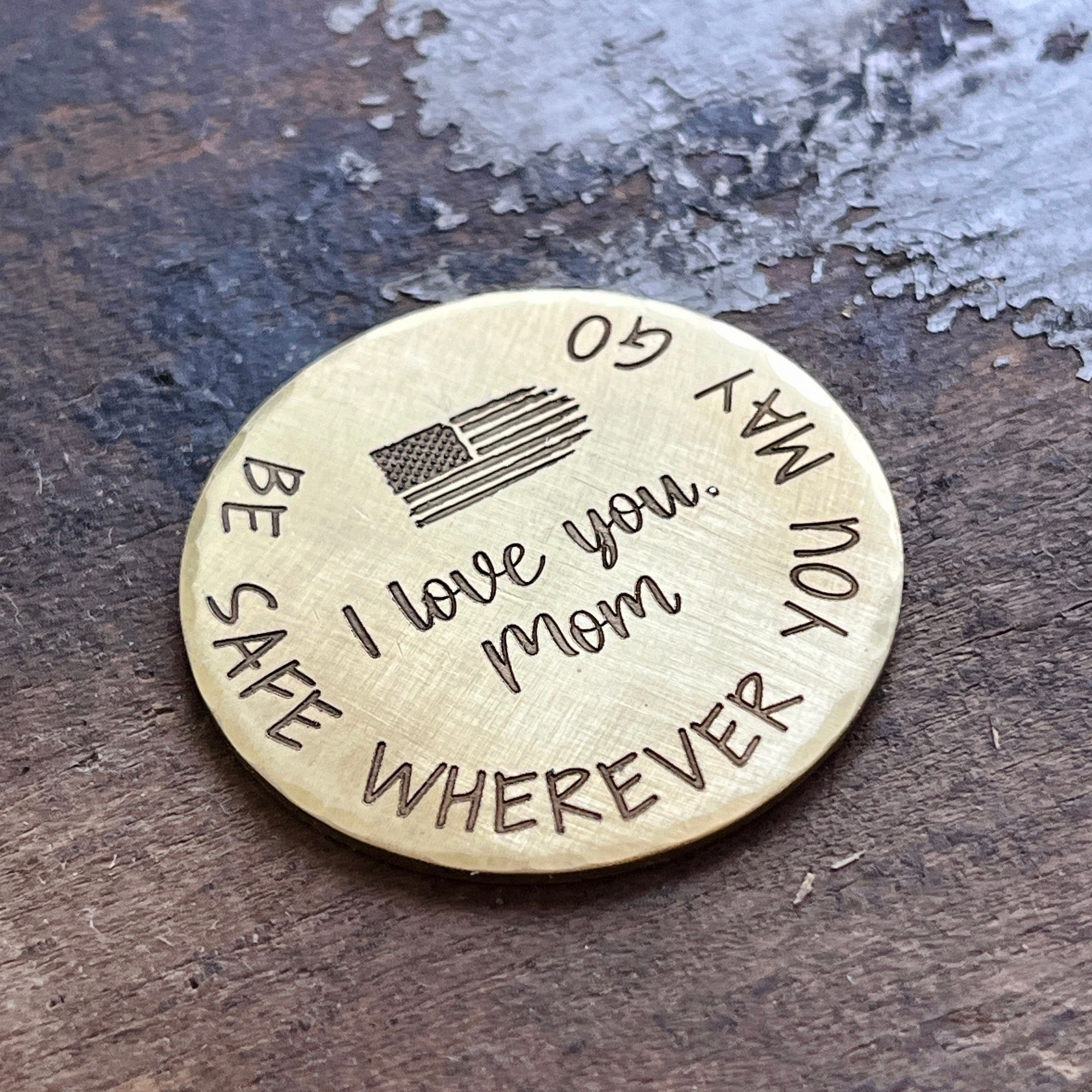 Gift for Long Distance Military, Deployment Gift, Personalized Pocket Coin, Custom Engraved Token