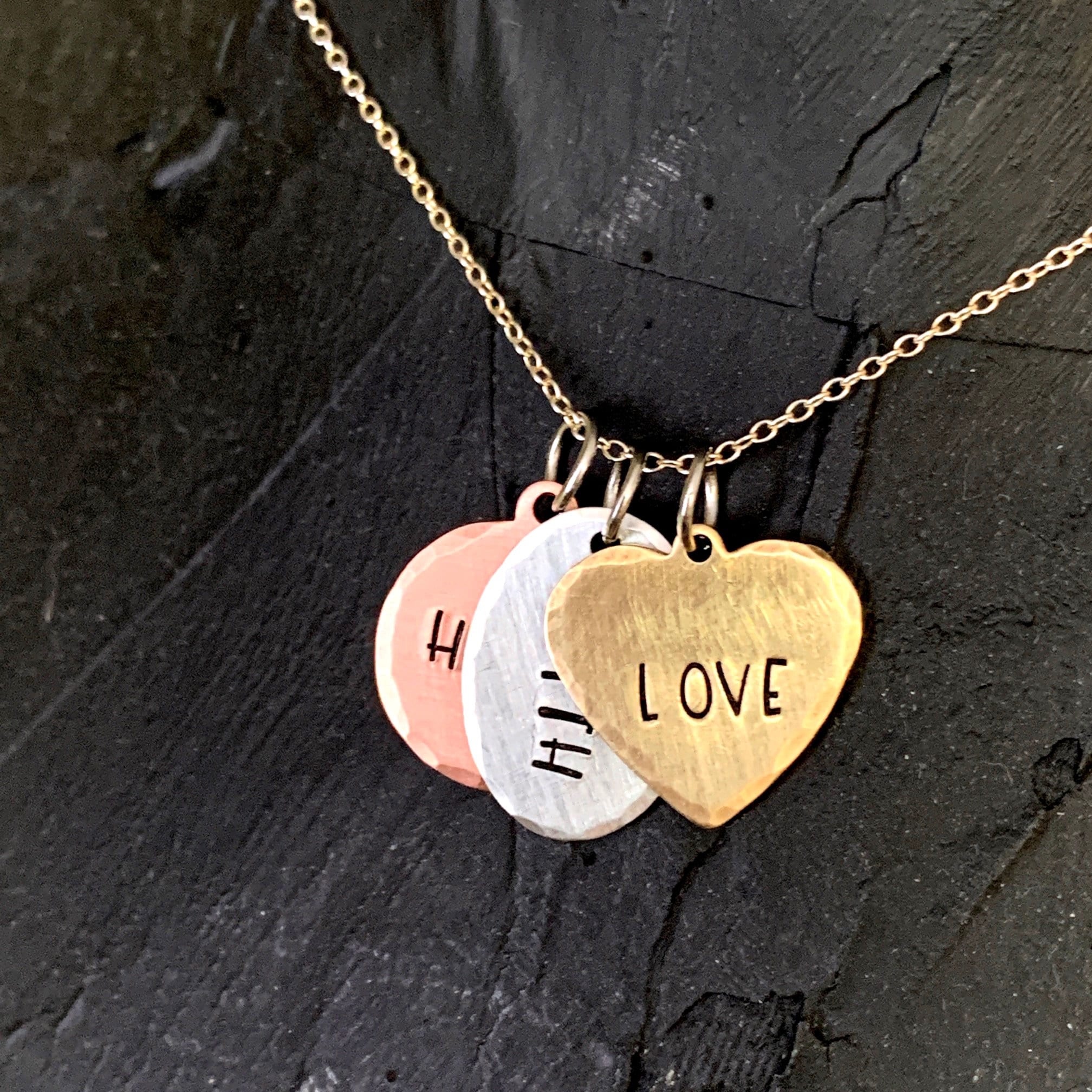 Personalized Engraved Necklace Faith Hope Love Charm Necklace Etsy