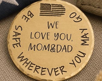 Military Deployment Gift: Brass Pocket Coin - Long Distance Keepsake