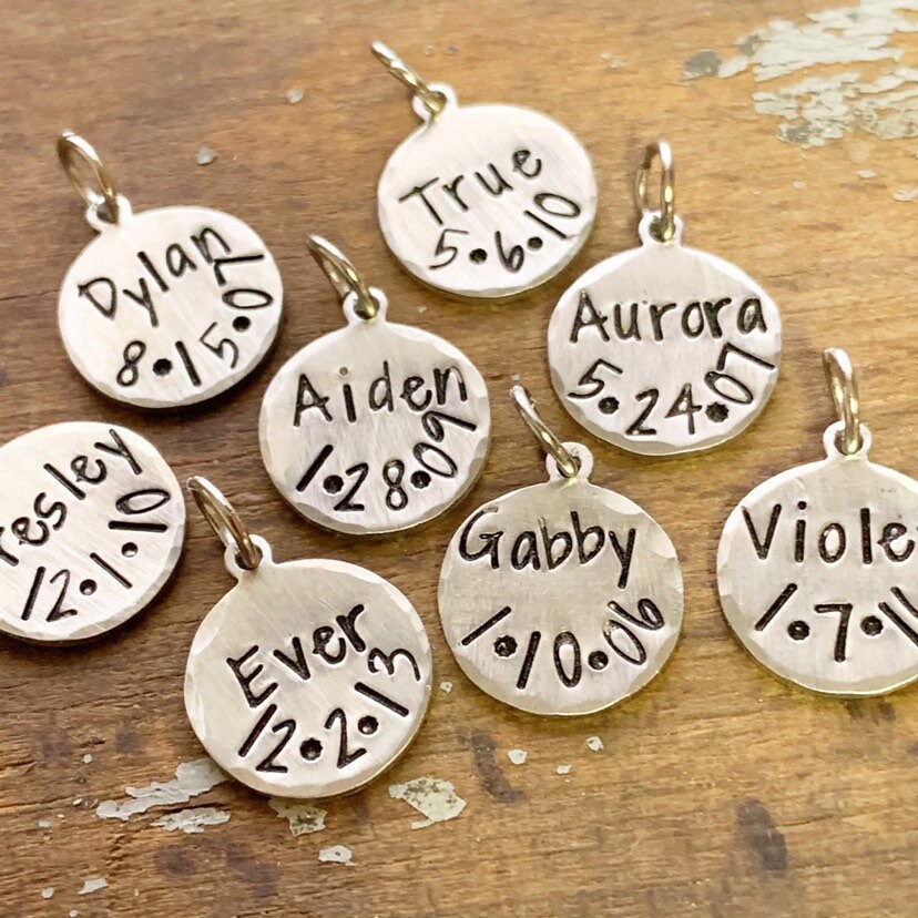 Small Silver Name Charm Custom Birth Charm With Name and Etsy