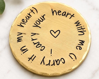 Romantic Pocket Coin for Him or Her, Meaningful Anniversary Keepsake, Brass Love Token