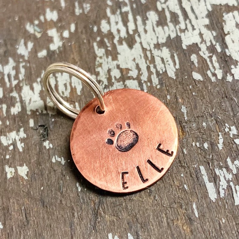 Small Copper Pet Tag Personalized Dog ID Tag Custom Engraved Etsy