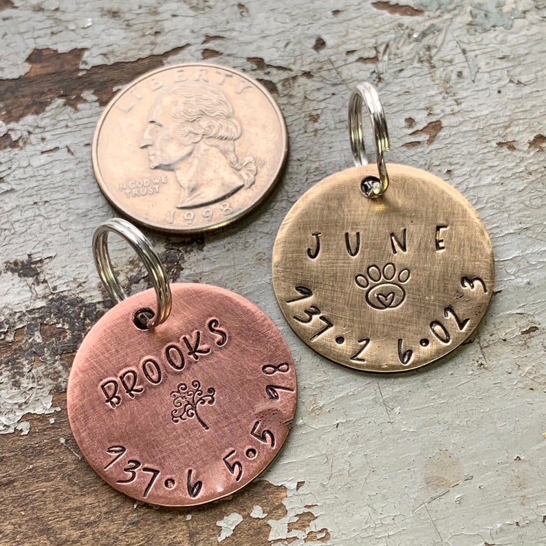 Pet ID Tag Personalized Dog Tag Gold Name Tag for Pet With Etsy