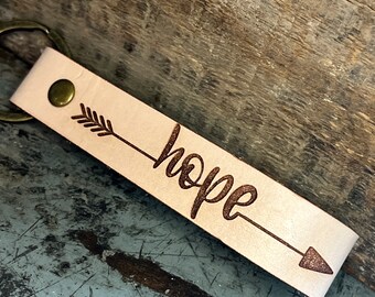 Recovery Gifts, Leather Key Chain, Sobriety Key Fob, Gifts for Women, Hope Custom Keychain, Faith Gifts