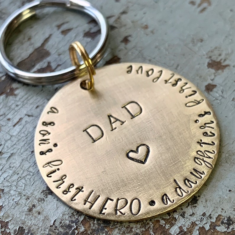 Gift for Dad From Daughter and Son Personalized Dad Keychain Etsy
