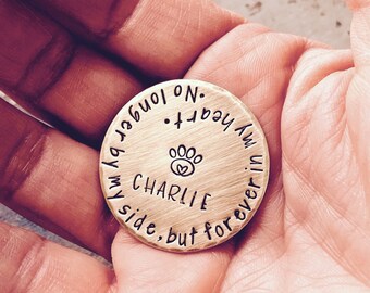 Loss of Dog Gift, Pet Remembrance Gift, Personalized Pet Loss Pocket Coin, Brass Token