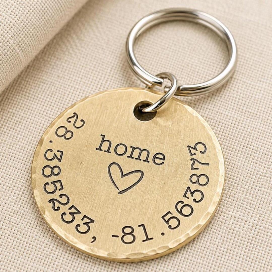 Brass Coordinate Keychain: Sentimental Long Distance Gift - Etsy
