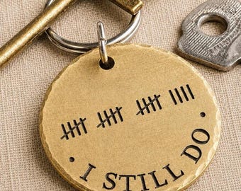 19th Anniversary Gift for Him, Bronze Anniversary Keychain, Personalized Tally Marks Keychain, Wedding Anniversary Gift