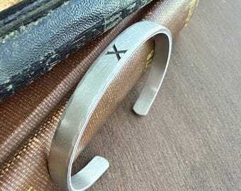 Personalized Aluminum Cuff Bracelet | Roman Numeral Anniversary | Secret Message Inside | Work Anniversary Gift | Dedicated Service Jewelry