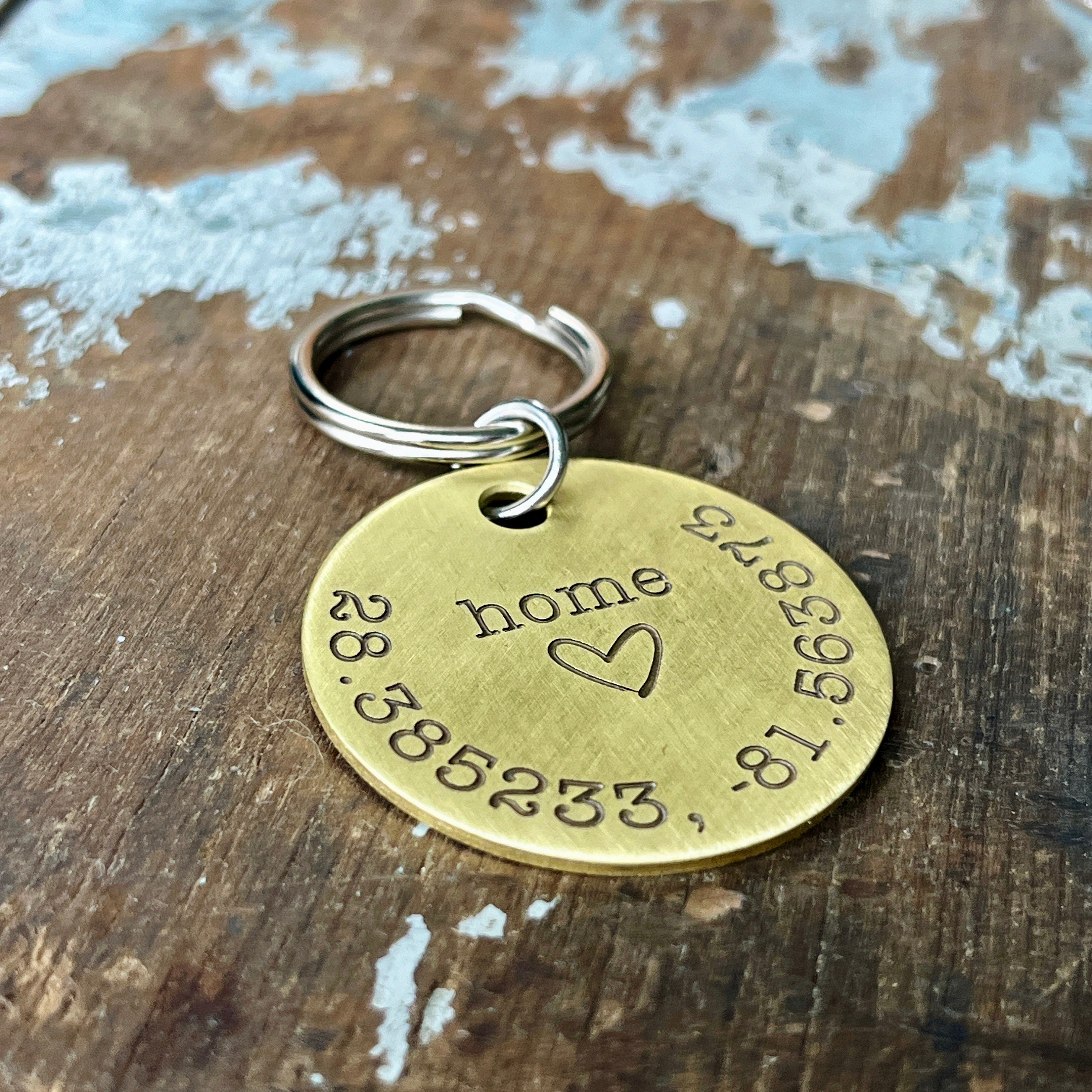 Brass Coordinate Keychain: Sentimental Long Distance Gift - Etsy
