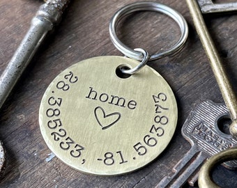 Brass Coordinate Keychain: Sentimental Long Distance Gift