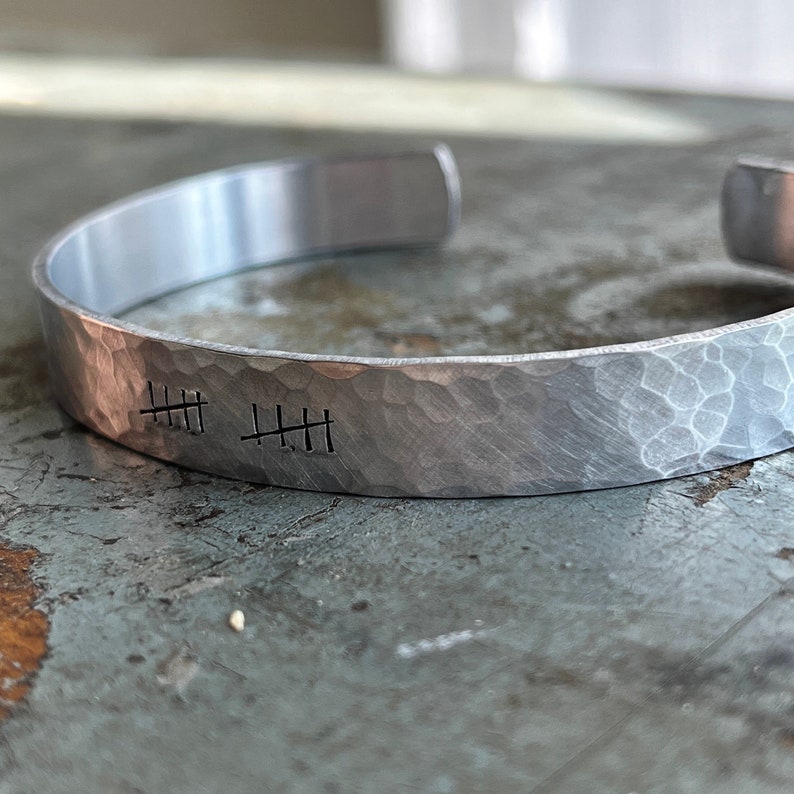 Tenth Anniversary Gift for Him, 10 Year Anniversary Bracelet, Goals Year, Anniversary Gift for Husband, Lightweight Aluminum Bracelet image 5